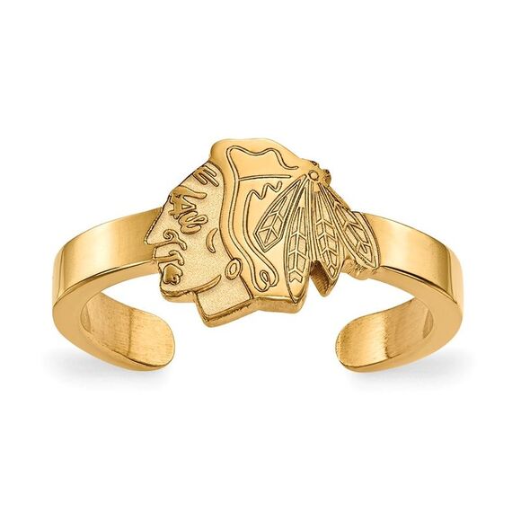 10k Yellow Gold NHL Chicago Blackhawks Toe Ring - Picture 1 of 5